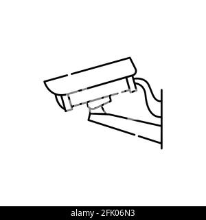 Surveillance camera olor line icon. Pictogram for web page, mobile app, promo. UI UX GUI design element. Editable stroke. Stock Vector