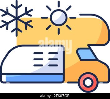 RV air conditioning and heating RGB color icon Stock Vector