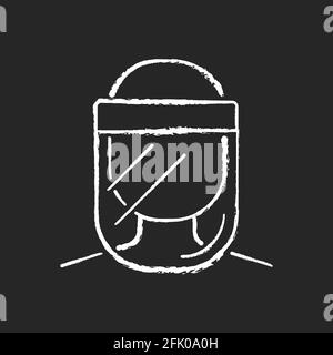 Medical face shield chalk white icon on black background Stock Vector