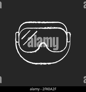 Medical goggles chalk white icon on black background Stock Vector