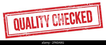 QUALITY CHECKED text on red grungy vintage rectangle stamp. Stock Photo