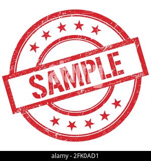 SAMPLE text written on red round vintage rubber stamp. Stock Photo