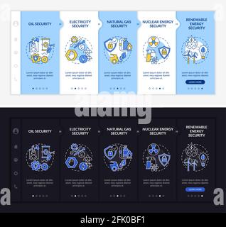 Energy secure types onboarding vector template Stock Vector