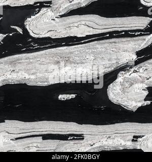 Abstract black and white granite texture. Seamless square background, tile ready. Stock Photo
