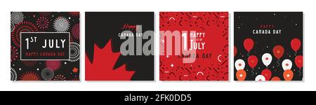 Happy Canada Day poster. 1st july. Vector illustration greeting card. Canada Maple leaves on white background Stock Vector