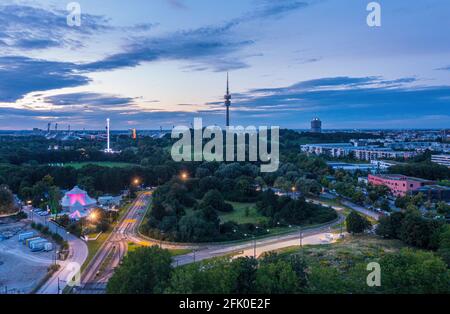 Aerial view of the Olympic Park in Munich, Germany Stock Photo