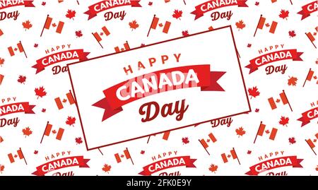 Happy Canada Day pbanner and poster. 1st july. Vector illustration greeting card. Canada Maple pattern on white background. vector illustration Stock Vector