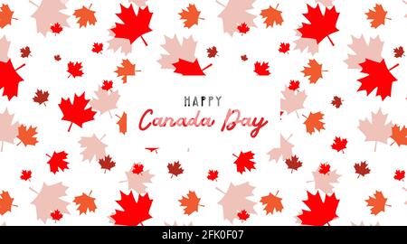 Happy Canada Day pbanner and poster. 1st july. Vector illustration greeting card. Canada Maple leave pattern on white background Stock Vector