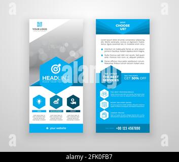 Double-sided DL flyer design. Brochure or flyer template. Layout with modern elements and photo space. Stock Vector