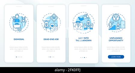 Job transition reasons onboarding mobile app page screen with concepts Stock Vector