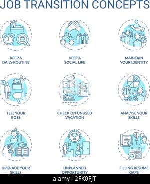 Job transition concept icons set Stock Vector