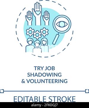 Try job shadowing and volunteering concept icon Stock Vector