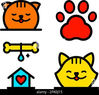 Pet hotel vector logo set minimal concept. Vector for pet shop, hotel or veterinary clinic in simple style. Stock Vector