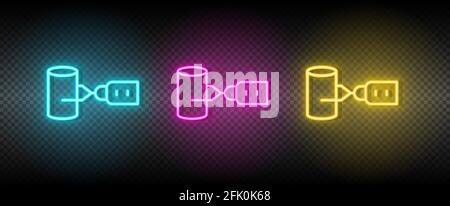 hydraulic arm, industrial arm neon icon set Stock Vector