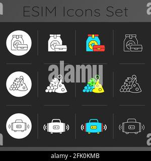 Garden party dark theme icons set Stock Vector