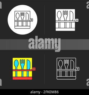 Picnic cutlery dark theme icon Stock Vector