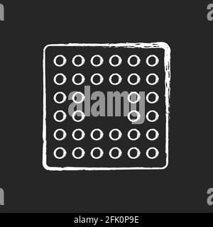 Cpu socket chalk white icon on black background Stock Vector