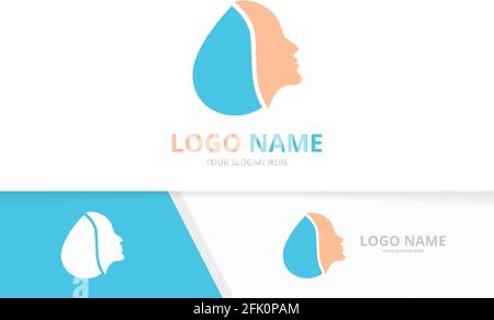 Water and face logo combination. Unique oil and human logotype design template. Stock Vector