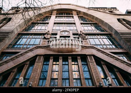 The facade of the oldest and most beautiful restaurant in Europe is the Alexandra book cafe in Budapest. Stock Photo