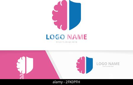 Vector heart and shield logo combination. Unique security logotype design template. Stock Vector