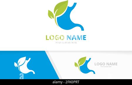 Blue stomach logo. Gastrointestinal tract logotype design. Stock Vector
