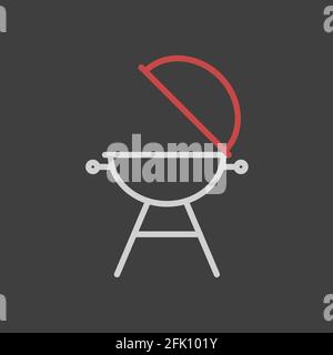Grill barbeque cookout vector icon on dark background. Graph symbol for cooking web site and apps design, logo, app, UI Stock Vector