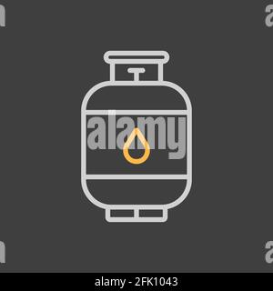 Propane gas cylinder vector icon on dark background. Barbecue and bbq grill sign. Graph symbol for cooking web site and apps design, logo, app, UI Stock Vector