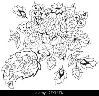 Flower zentangle styled with clean lines with mandala for coloring