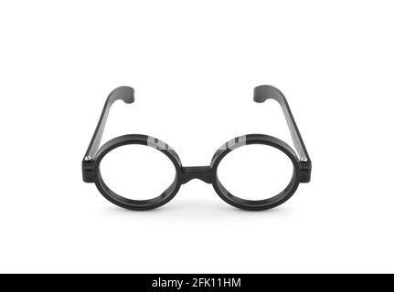 Black thick glasses on white background Stock Photo