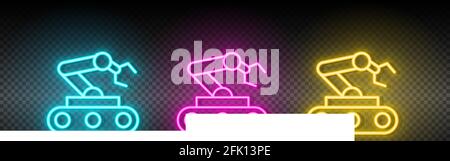 hydraulic arm, industrial arm neon icon set Stock Vector