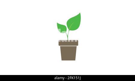 Plant Icon. Vector illustration of a plant in a pot Stock Vector