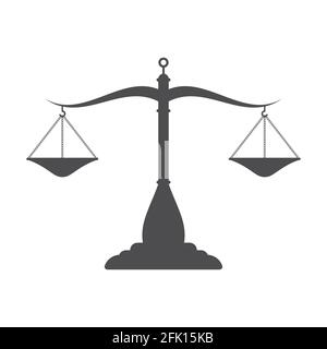 Balanced scales. Graceful antique scales silhouette. Flat style vector illustration isolated on white background. Stock Vector