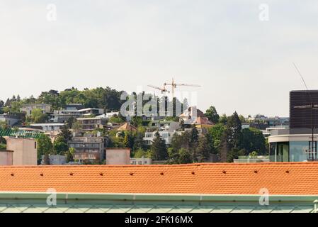 Bratislava. Slovakia. Spring 2019. Private sector in Bratislava. Individual construction on a hill in the city.