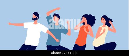 People in panic. Horror, nervous expression adults. Woman man afraid, anxious reaction. Team shocked horrified, phobia vector illustration Stock Vector