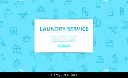 Laundry service. Household service, washing, cleaning pattern. Clean things, homework vector icons Stock Vector