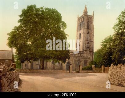 St Andrew's church at Cheddar in Somerset, England circa 1890-1900 Stock Photo