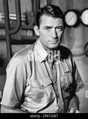 Gregory Peck. Portrait of the American actor, Eldred Gregory Peck (1916- 2003), publicity still for the film 'On the Beach', 1959 Stock Photo
