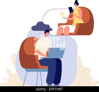 Online therapist counseling. Woman psychologist, psychotherapy support. Man has confused, patient with stress or depression vector concept Stock Vector