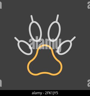 Predatory paw vector icon on dark background. Pet animal sign Stock ...