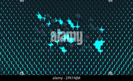 Blue wallpaper and black 3D hexagons Stock Vector