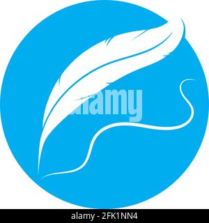 Feather pen write sign logo template app icons Stock Vector