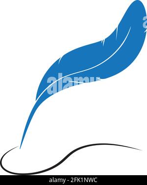 Feather pen write sign logo template app icons Stock Vector