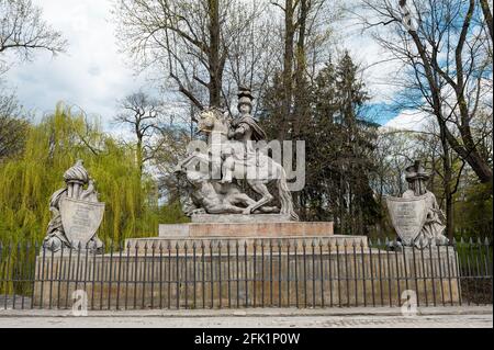 Monument to Jan III Sobieski, Royal Baths Park, Warsaw, Poland Stock Photo