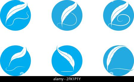 Feather pen write sign logo template app icons Stock Vector