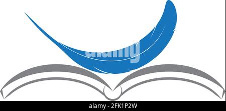 Feather pen write sign logo template app icons Stock Vector