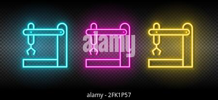 assemble line, industrial robot neon icon set Stock Vector