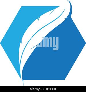 Feather pen write sign logo template app icons Stock Vector
