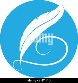 Feather pen write sign logo template app icons Stock Vector