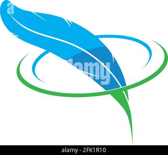 Feather pen write sign logo template app icons Stock Vector