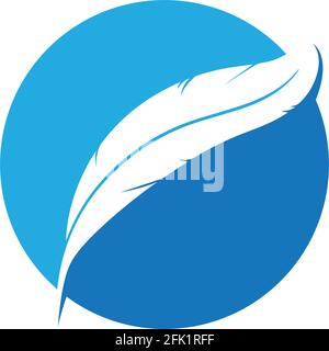 Feather pen write sign logo template app icons Stock Vector